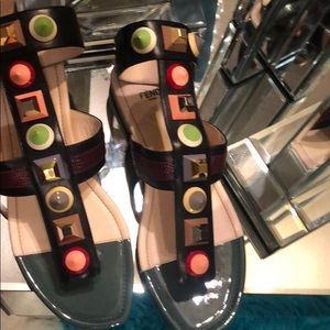 Fendi flat sandals multi color